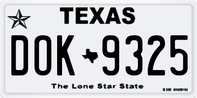 TX license plate DOK9325