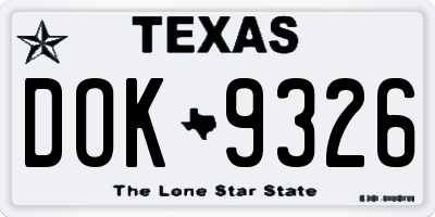 TX license plate DOK9326
