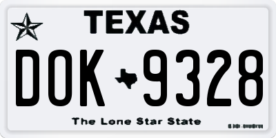 TX license plate DOK9328