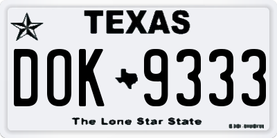 TX license plate DOK9333
