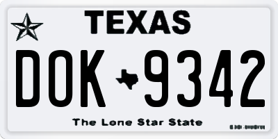 TX license plate DOK9342