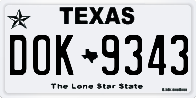 TX license plate DOK9343