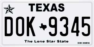 TX license plate DOK9345