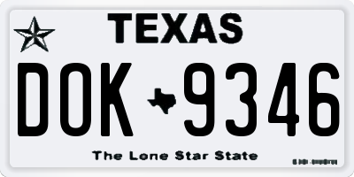 TX license plate DOK9346