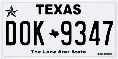 TX license plate DOK9347
