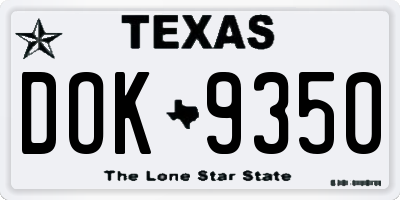 TX license plate DOK9350