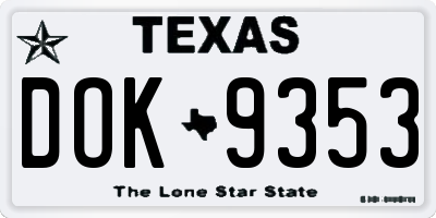 TX license plate DOK9353