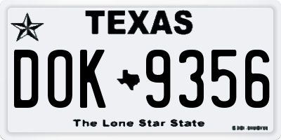 TX license plate DOK9356