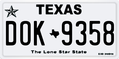 TX license plate DOK9358