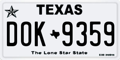 TX license plate DOK9359