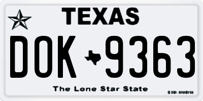 TX license plate DOK9363