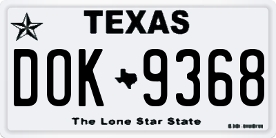 TX license plate DOK9368
