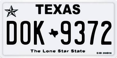 TX license plate DOK9372