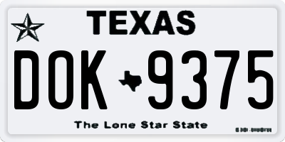 TX license plate DOK9375