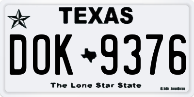 TX license plate DOK9376