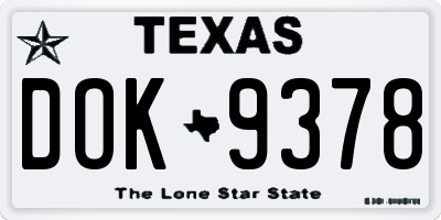 TX license plate DOK9378