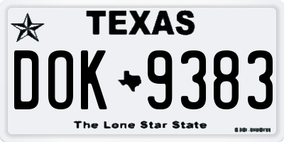 TX license plate DOK9383