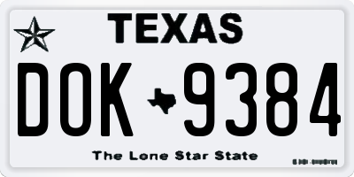 TX license plate DOK9384