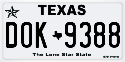 TX license plate DOK9388