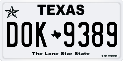 TX license plate DOK9389