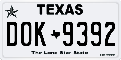 TX license plate DOK9392