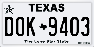TX license plate DOK9403
