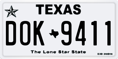 TX license plate DOK9411