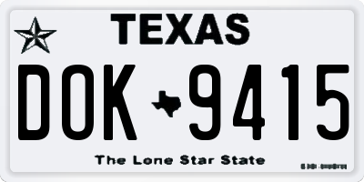 TX license plate DOK9415