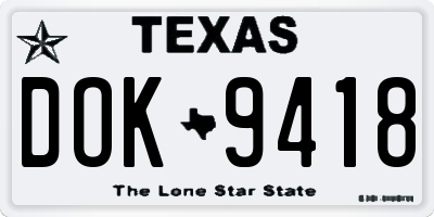 TX license plate DOK9418