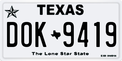 TX license plate DOK9419