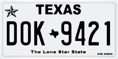 TX license plate DOK9421