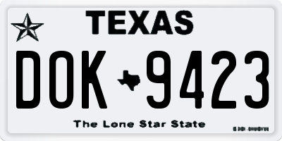 TX license plate DOK9423