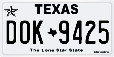 TX license plate DOK9425