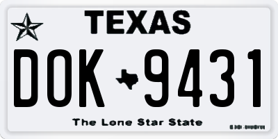 TX license plate DOK9431