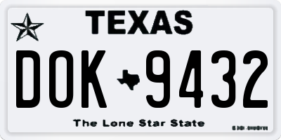 TX license plate DOK9432