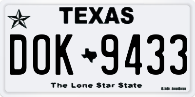 TX license plate DOK9433