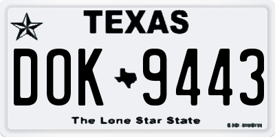 TX license plate DOK9443