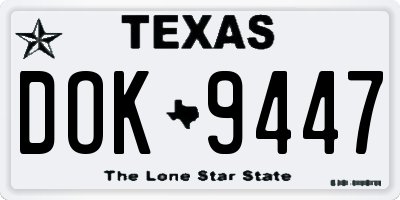 TX license plate DOK9447