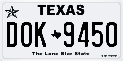 TX license plate DOK9450