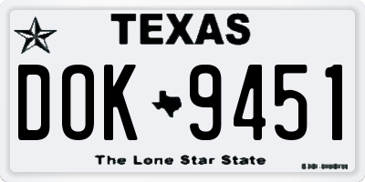 TX license plate DOK9451