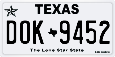 TX license plate DOK9452