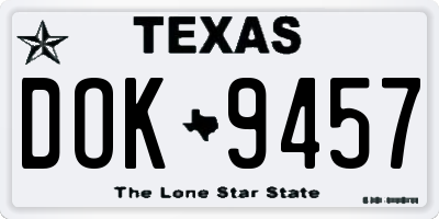 TX license plate DOK9457