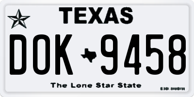 TX license plate DOK9458