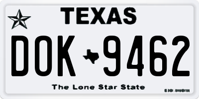 TX license plate DOK9462