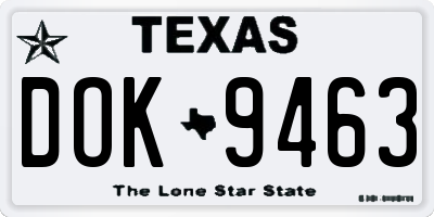 TX license plate DOK9463