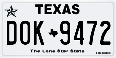TX license plate DOK9472