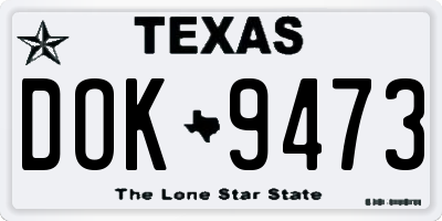 TX license plate DOK9473