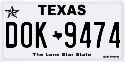 TX license plate DOK9474