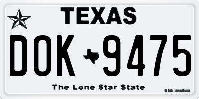TX license plate DOK9475