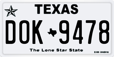 TX license plate DOK9478